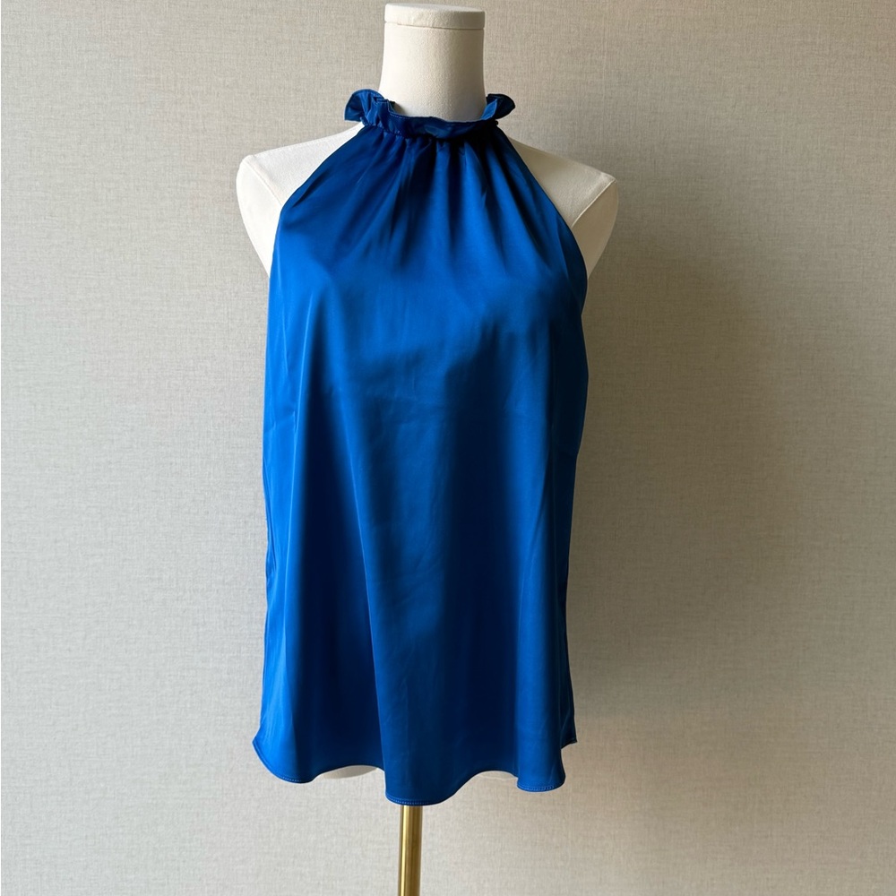 White House Black Market Royal Blue Halter Satin Camisole
